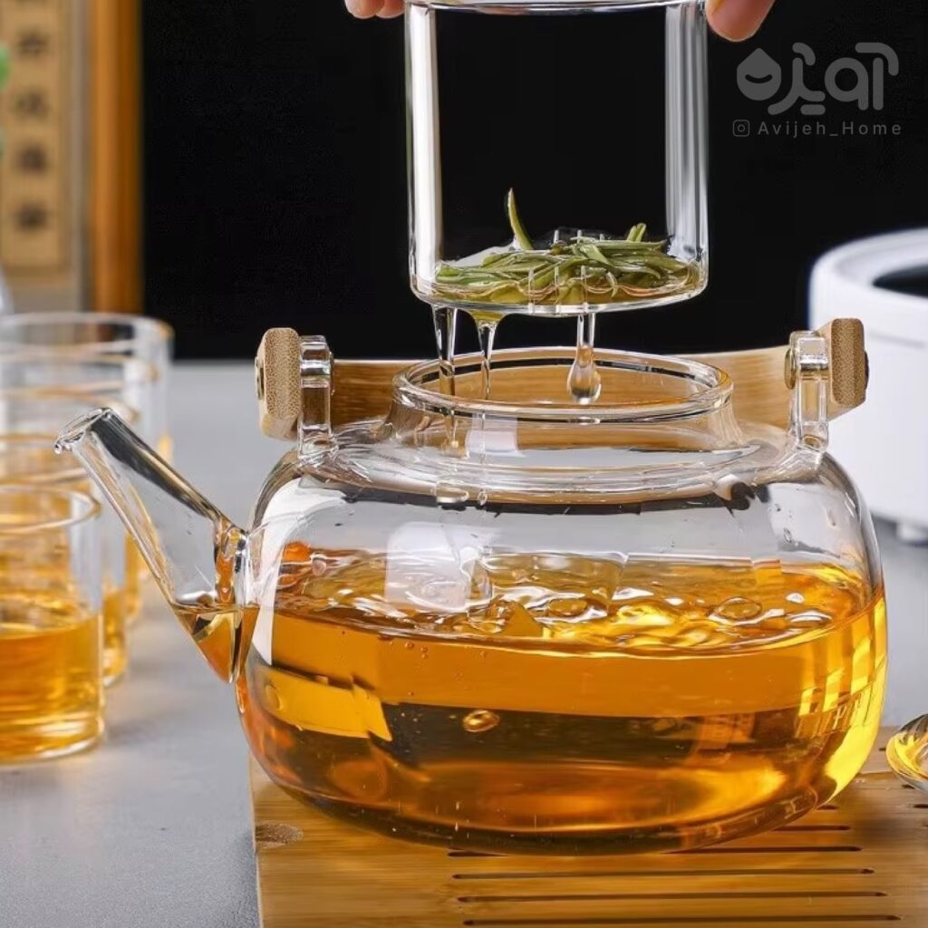 قوری پیرکس دسته بامبو 1/5 لیتری