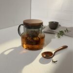 قوری پیرکس دودی درب چوبی