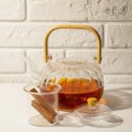 قوری پیرکس شیاردار دسته بامبو