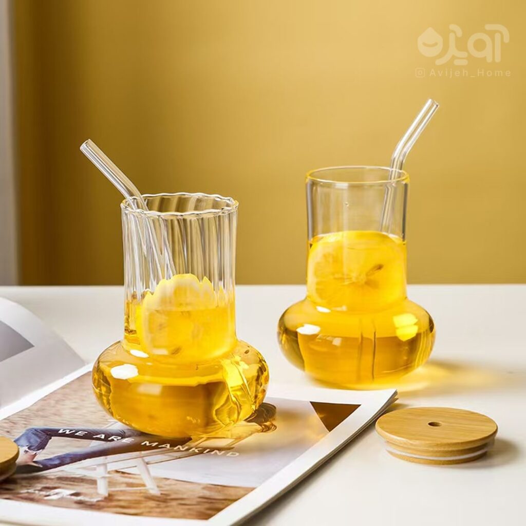 لیوان اسموتی پیرکس درب بامبو 450میل پینترستی