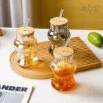 لیوان اسموتی پیرکس درب بامبو 350میل پینترستی