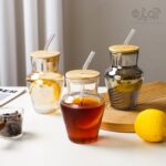 لیوان اسموتی پیرکس درب بامبو 350 میل