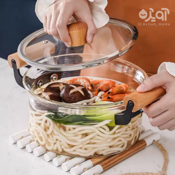 قابلمه پیرکس دسته بامبو وارداتی